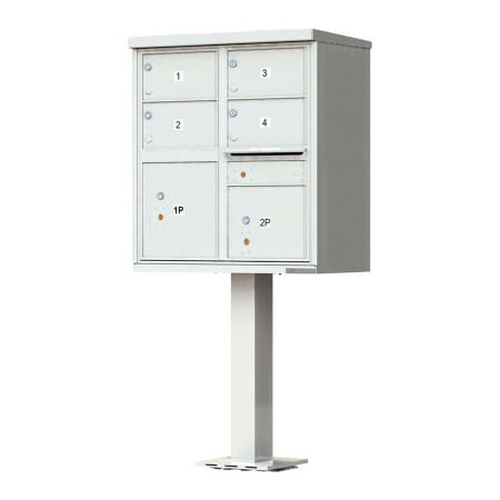 Florence Mfg Co Vital Cluster Box Unit, 4 Mailboxes & 2 Parcel Lockers, Postal Grey 1570-4T5AF